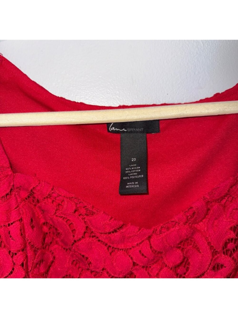 Lane Bryant Red Lace Sleeveless Tank Top Size 20 Polyester Blend Women Plus Size - Picture 3 of 6